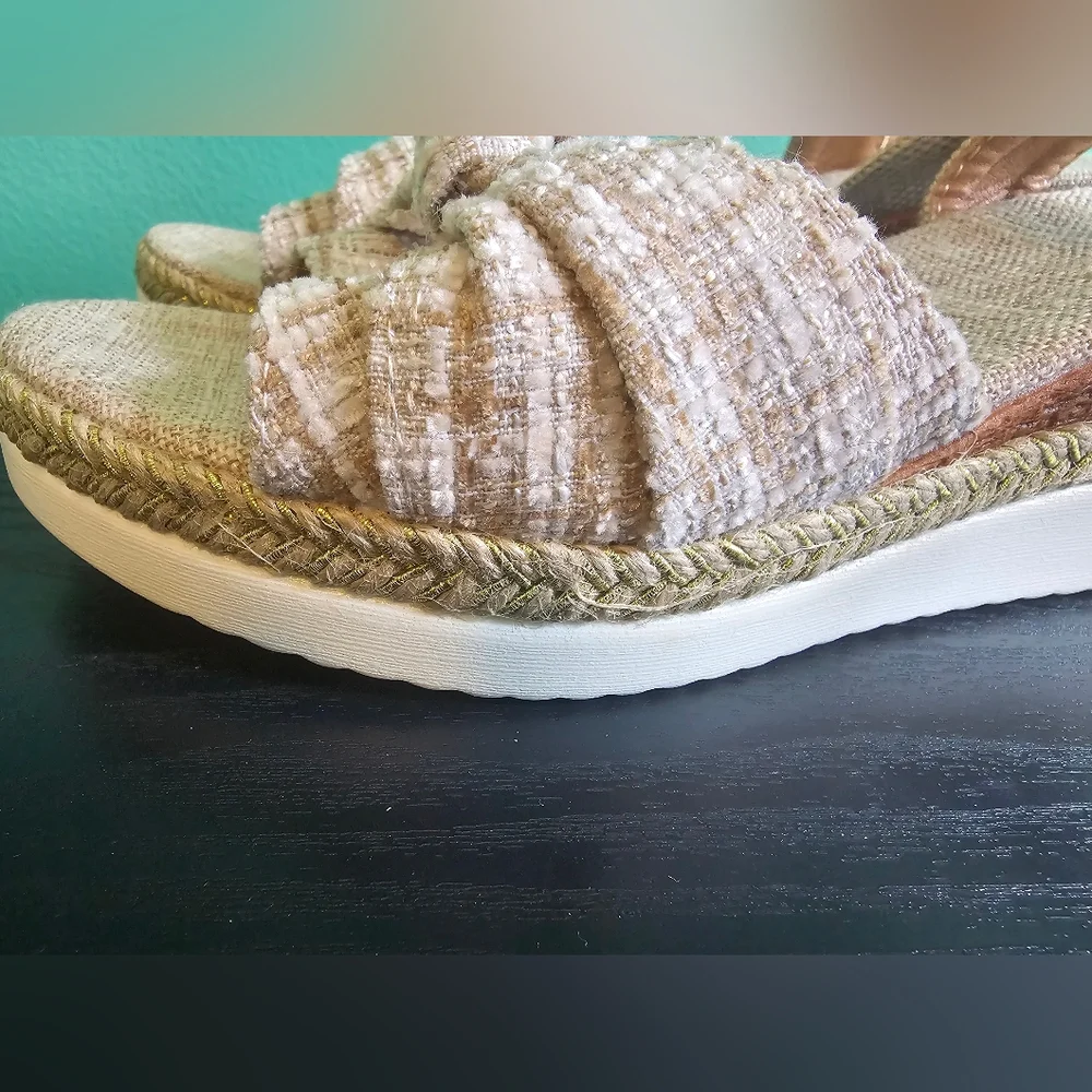 Women's Tan and Cream Espadrille Sandals Women's Size 38 NWOT